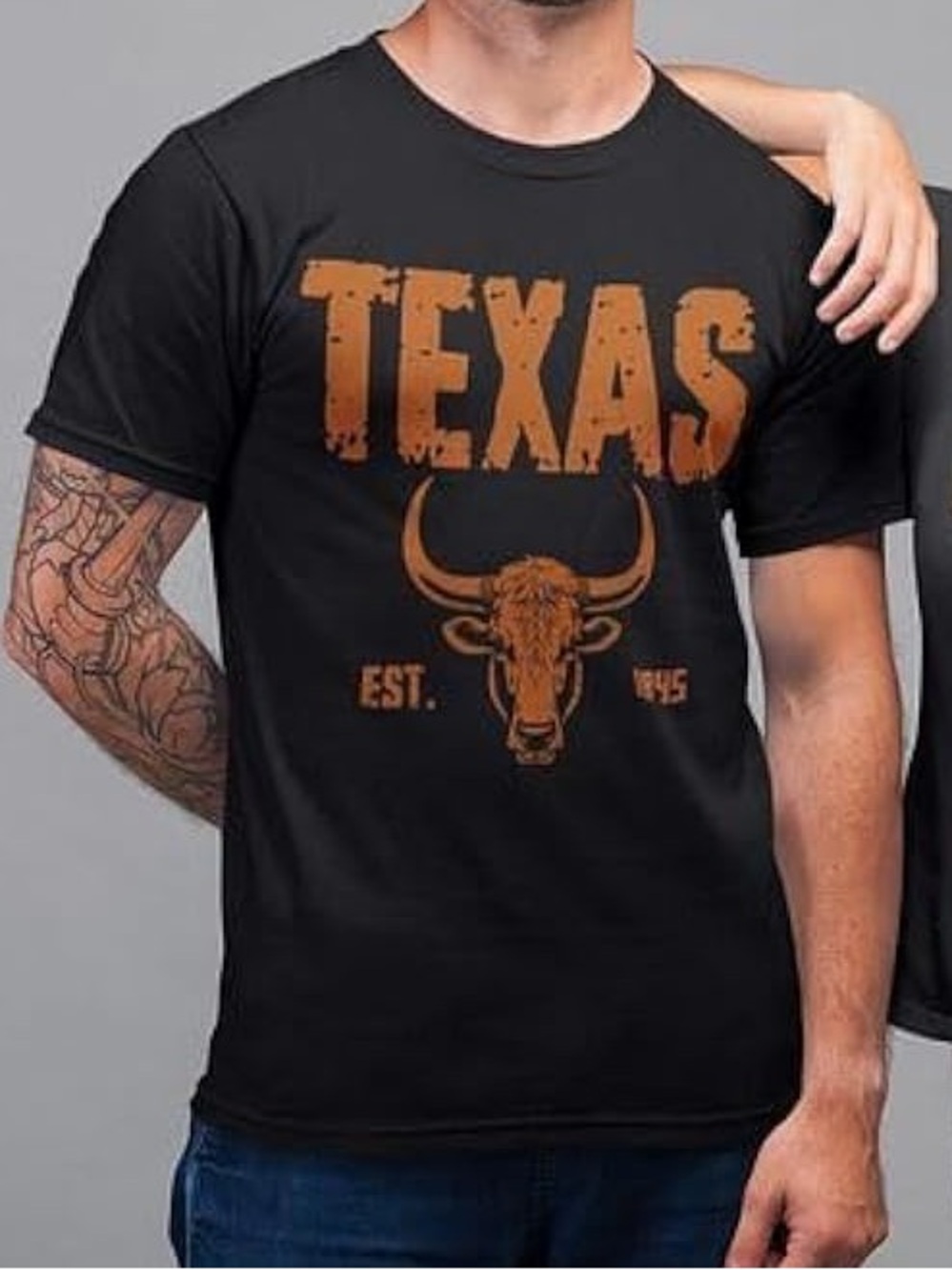 TEXAS SIZE M~UNIVERSITY OF TEXAS GRAPHIC BLACK TEE LONGHORNS FOOTBALL T-SHIRT